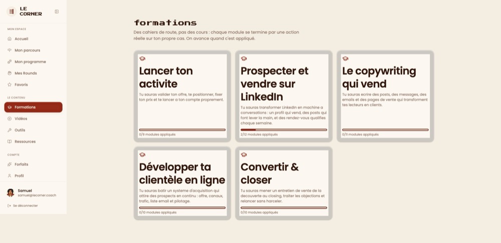 La plateforme Le Corner : les 5 parcours de formation
